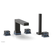 Phylrich 222-49/10BX043 - Oil Rubbed Bronze Jolie 5-Hole Deck Tub Filler With Rectangular Spout, Square Cutaway Handles, And