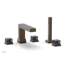 Phylrich 222-49-OEBX044 - Old English Brass Jolie 5-Hole Deck Tub Filler With Rectangular Spout, Square Cutaway Handles, And