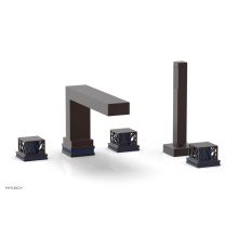 Phylrich 222-49-05WX044 - Weathered Copper Jolie 5-Hole Deck Tub Filler With Rectangular Spout, Square Cutaway Handles, And