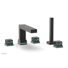 Phylrich 222-49/10BX049 - Oil Rubbed Bronze Jolie 5-Hole Deck Tub Filler With Rectangular Spout, Square Cutaway Handles, And