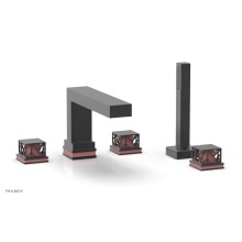 Phylrich 222-49-15GX045 - Gunmetal Gray Jolie 5-Hole Deck Tub Filler With Rectangular Spout, Square Cutaway Handles, And Pin