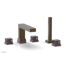 Phylrich 222-49-OEBX046 - Old English Brass Jolie 5-Hole Deck Tub Filler With Rectangular Spout, Square Cutaway Handles, And