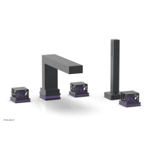 Phylrich 222-49-15GX046 - Gunmetal Gray Jolie 5-Hole Deck Tub Filler With Rectangular Spout, Square Cutaway Handles, And Pur