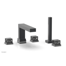 Phylrich 222-49-15GX048 - Gunmetal Gray Jolie 5-Hole Deck Tub Filler With Rectangular Spout, Square Cutaway Handles, And Gre