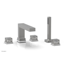 Phylrich 222-49-26DX051 - Satin Chrome Jolie 5-Hole Deck Tub Filler With Rectangular Spout, Square Cutaway Handles, And Glos