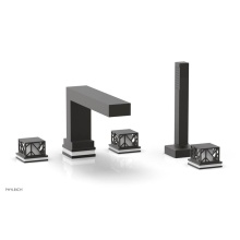 Phylrich 222-49-10BX051 - Oil Rubbed Bronze Jolie 5-Hole Deck Tub Filler With Rectangular Spout, Square Cutaway Handles, And