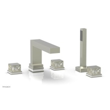 Phylrich 222-49-015X051 - Satin Nickel Jolie 5-Hole Deck Tub Filler With Rectangular Spout, Square Cutaway Handles, And Glos