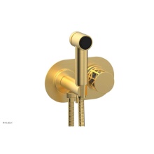 Phylrich 222-64-24BX048 - Burnished Gold Jolie Wall Mounted Bidet Set With Oval Trim, Round Cutaway Handle, And Grey Accents