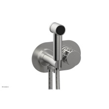Phylrich 222-64/26DX048 - Satin Chrome Jolie Wall Mounted Bidet Set With Oval Trim, Round Cutaway Handle, And Grey Accents