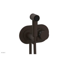 Phylrich 222-64/11BX048 - Antique Bronze Jolie Wall Mounted Bidet Set With Oval Trim, Round Cutaway Handle, And Grey Accents