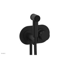 Phylrich 222-64/040X048 - Matte Black Jolie Wall Mounted Bidet Set With Oval Trim, Round Cutaway Handle, And Grey Accents