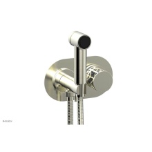Phylrich 222-64/015X048 - Satin Nickel Jolie Wall Mounted Bidet Set With Oval Trim, Round Cutaway Handle, And Grey Accents