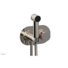 Phylrich 222-64/014X045 - Polished Nickel Jolie Wall Mounted Bidet Set With Oval Trim, Round Cutaway Handle, And Pink Accent