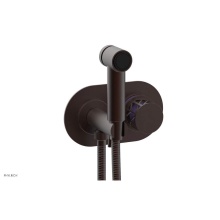 Phylrich 222-64-05WX046 - Weathered Copper Jolie Wall Mounted Bidet Set With Oval Trim, Round Cutaway Handle, And Purple Acc