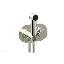 Phylrich 222-64/015X046 - Satin Nickel Jolie Wall Mounted Bidet Set With Oval Trim, Round Cutaway Handle, And Purple Accents