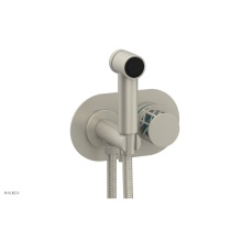 Phylrich 222-64/15BX049 - Burnished Nickel Jolie Wall Mounted Bidet Set With Oval Trim, Round Cutaway Handle, And Turquoise