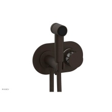 Phylrich 222-64-11BX051 - Antique Bronze Jolie Wall Mounted Bidet Set With Oval Trim, Round Cutaway Handle, And Gloss White