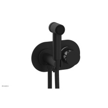 Phylrich 222-64-040X051 - Matte Black Jolie Wall Mounted Bidet Set With Oval Trim, Round Cutaway Handle, And Gloss White Acc