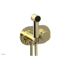 Phylrich 222-64-003X051 - Polished Brass Jolie Wall Mounted Bidet Set With Oval Trim, Round Cutaway Handle, And Gloss White