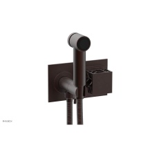 Phylrich 222-65-05WX041 - Weathered Copper Jolie Wall Mounted Bidet Set With Rectangular Trim, Square Cutaway Handle, And Bl