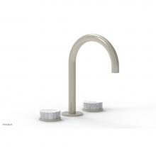 Phylrich 250-03/15BX031 - CIRC - Widespread Faucet - High Spout, White Marble Handles, Push-to-Close Drain