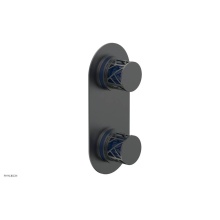 Phylrich 4-589-15GX044 - Gunmetal Gray Jolie Oval Thermostatic Trim With Diverter Or Volume Control, Round Cutaway Handles,