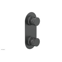Phylrich 4-589-15GX048 - Gunmetal Gray Jolie Oval Thermostatic Trim With Diverter Or Volume Control, Round Cutaway Handles,