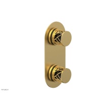 Phylrich 4-589-24BX041 - Burnished Gold Jolie Oval Thermostatic Trim With Diverter Or Volume Control, Round Cutaway Handles