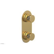 Phylrich 4-589-24BX048 - Burnished Gold Jolie Oval Thermostatic Trim With Diverter Or Volume Control, Round Cutaway Handles