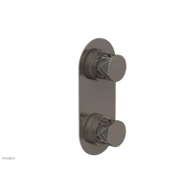 Phylrich 4-589/15AX048 - Pewter Jolie Oval Thermostatic Trim With Diverter Or Volume Control, Round Cutaway Handles, And Gr