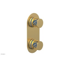 Phylrich 4-589-24BX043 - Burnished Gold Jolie Oval Thermostatic Trim With Diverter Or Volume Control, Round Cutaway Handles