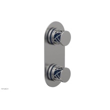 Phylrich 4-589/26DX044 - Satin Chrome Jolie Oval Thermostatic Trim With Diverter Or Volume Control, Round Cutaway Handles,