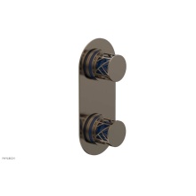 Phylrich 4-589-047X044 - Antique Brass Jolie Oval Thermostatic Trim With Diverter Or Volume Control, Round Cutaway Handles,
