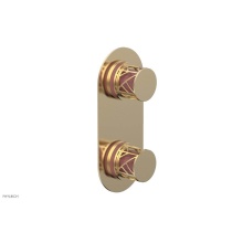 Phylrich 4-589/004X045 - Satin Brass Jolie Oval Thermostatic Trim With Diverter Or Volume Control, Round Cutaway Handles, A