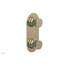 Phylrich 4-589/004X049 - Satin Brass Jolie Oval Thermostatic Trim With Diverter Or Volume Control, Round Cutaway Handles, A