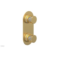 Phylrich 4-589-24BX051 - Burnished Gold Jolie Oval Thermostatic Trim With Diverter Or Volume Control, Round Cutaway Handles