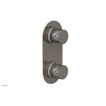 Phylrich 4-589-15AX051 - Pewter Jolie Oval Thermostatic Trim With Diverter Or Volume Control, Round Cutaway Handles, And Gl