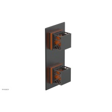 Phylrich 4-588-15GX042 - Gunmetal Gray Jolie Rectangular Thermostatic Trim With Diverter Or Volume Control, Square Cutaway