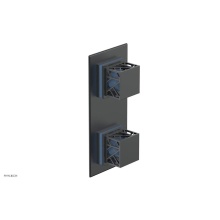Phylrich 4-588-15GX043 - Gunmetal Gray Jolie Rectangular Thermostatic Trim With Diverter Or Volume Control, Square Cutaway