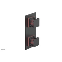 Phylrich 4-588-15GX045 - Gunmetal Gray Jolie Rectangular Thermostatic Trim With Diverter Or Volume Control, Square Cutaway