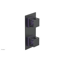 Phylrich 4-588-15GX046 - Gunmetal Gray Jolie Rectangular Thermostatic Trim With Diverter Or Volume Control, Square Cutaway