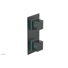 Phylrich 4-588-15GX049 - Gunmetal Gray Jolie Rectangular Thermostatic Trim With Diverter Or Volume Control, Square Cutaway