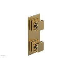 Phylrich 4-588-24BX041 - Burnished Gold Jolie Rectangular Thermostatic Trim With Diverter Or Volume Control, Square Cutaway