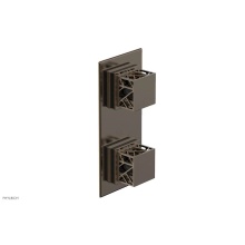 Phylrich 4-588-047X041 - Antique Brass Jolie Rectangular Thermostatic Trim With Diverter Or Volume Control, Square Cutaway