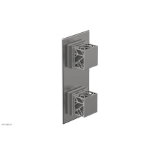 Phylrich 4-588/26DX048 - Satin Chrome Jolie Rectangular Thermostatic Trim With Diverter Or Volume Control, Square Cutaway H