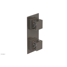 Phylrich 4-588/15AX048 - Pewter Jolie Rectangular Thermostatic Trim With Diverter Or Volume Control, Square Cutaway Handles