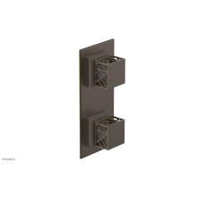 Phylrich 4-588-OEBX048 - Old English Brass Jolie Rectangular Thermostatic Trim With Diverter Or Volume Control, Square Cuta