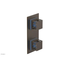 Phylrich 4-588-OEBX043 - Old English Brass Jolie Rectangular Thermostatic Trim With Diverter Or Volume Control, Square Cuta
