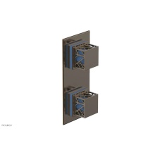 Phylrich 4-588-047X043 - Antique Brass Jolie Rectangular Thermostatic Trim With Diverter Or Volume Control, Square Cutaway