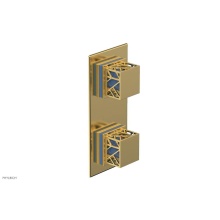 Phylrich 4-588/024X043 - Satin Gold Jolie Rectangular Thermostatic Trim With Diverter Or Volume Control, Square Cutaway Han